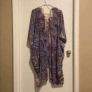 Blue/Red/Creme Poncho